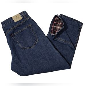 Lanesboro Outdoors Men's Blue Denim And Plaid Flannel Lined Jeans Size 38×30